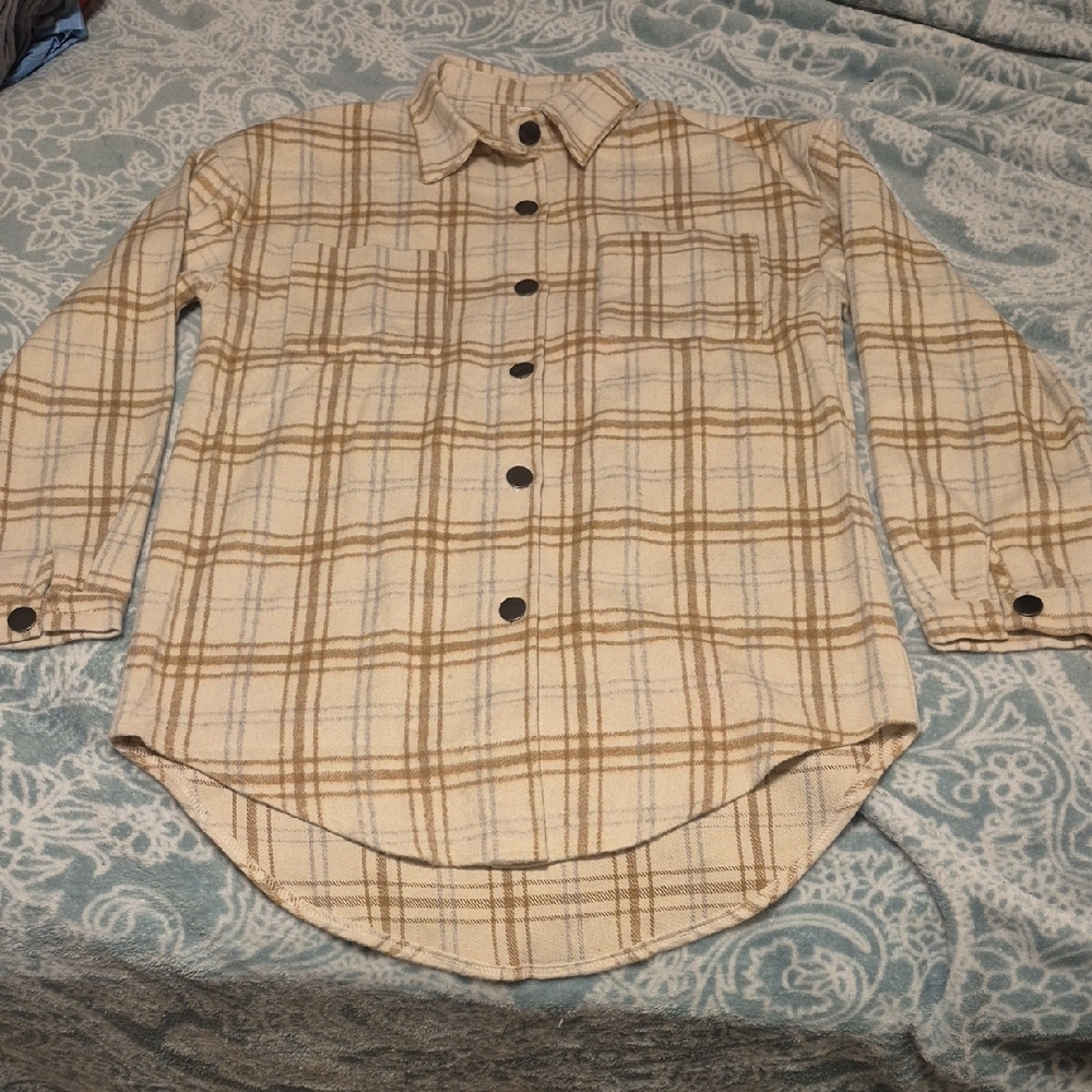 Men's Beige Plaid Shirt